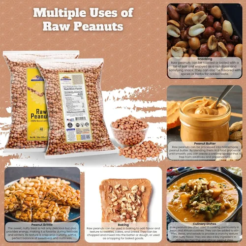 Miniatura 3 de Cacahuetes Rani, enteros crudos con piel (sin cocer, sin sal) 80 onzas (5 libras) 5.0 lbs a granel ~ Todo natural Vegano Kosher Apto