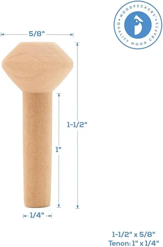 Miniatura 2 de Chimeneas de madera sin terminar, 1-1/2 pulgadas, parte de tren de madera sin terminar para manualidades, paquete de 25 pequeñas chimeneas de madera