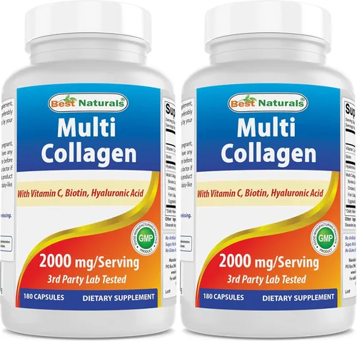 Best Naturals Píldoras de colágeno múltiple de 2000 mg para mujeres y hombres, cápsulas de péptidos de colágeno hidrolizados para cabello, piel y
