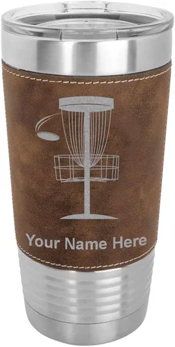 Miniatura 11 de LaserGram Vaso aislado al vacío de 20 onzas, Disc Golf, grabado personalizado incluido (piel sintética, estilo béisbol)
