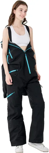 Miniatura 4 de XUQNAGG Traje de esquí de una pieza para mujer, resistente al viento, impermeable, cálido, transpirable, desmontable, para deportes de nieve