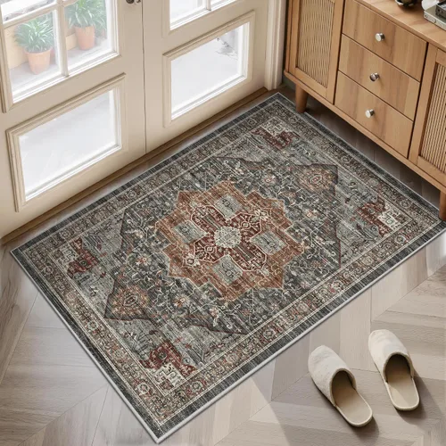 Miniatura 49 de Roxstand Alfombras de 2,44 x 3,05 m para sala de estar, alfombra vintage lavable con respaldo antideslizante, alfombra grande resistente a manchas