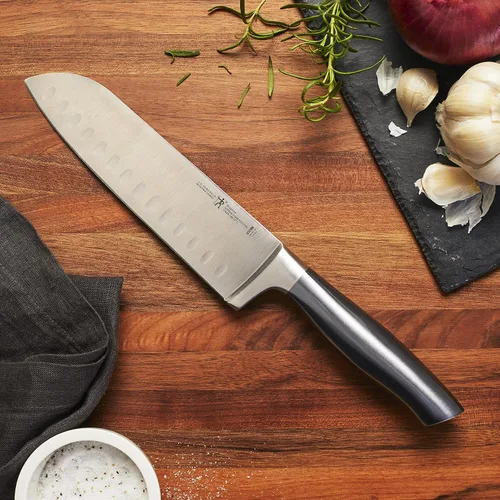 Miniatura 4 de HENCKELS Cuchillo Santoku de grafito afilado de 7 pulgadas, diseño alemán informado por más de 100 años de maestría, gris