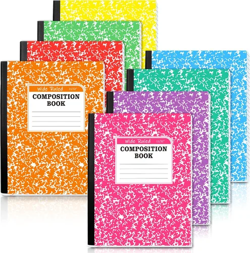 Miniatura 8 de feela Cuaderno de composición, paquete de 8 cuadernos de 8 colores pastel a rayas universitarias a granel, bloc de notas con cubierta de mármol