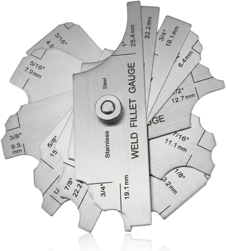 Medidor de soldadura de filete de acero inoxidable calibre Rl calibre 1/8 ''-1 '' prueba de inspección de soldadura Unlar métrica y pulgada Precisa