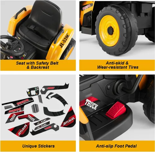 Miniatura 7 de JOYLDIAS - Excavadora de conducción, vehículo de construcción eléctrico de 12 V, bulldozer/tractor para niños, excavadora con control remoto, 3