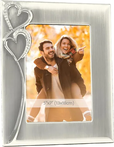 Miniatura 9 de Marco de fotos plateado de 4 x 6 pulgadas con corazones, idea de regalo para bodas, compromisos para parejas, recién casados, despedida de soltera