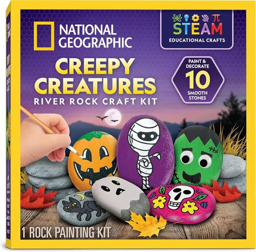 Miniatura 10 de NATIONAL GEOGRAPHIC - Kit de pintura de roca que brilla en la oscuridad, kit de arte y manualidades para niños, decora 15 rocas de río con 15
