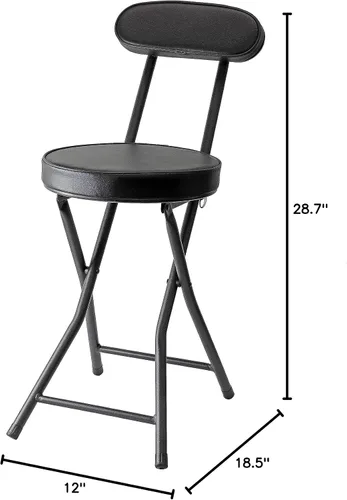Miniatura 8 de パール金属(PEARL METAL) Respaldo incluido, BLKP Silla de tubo plegable, 28.7 in, negro mate