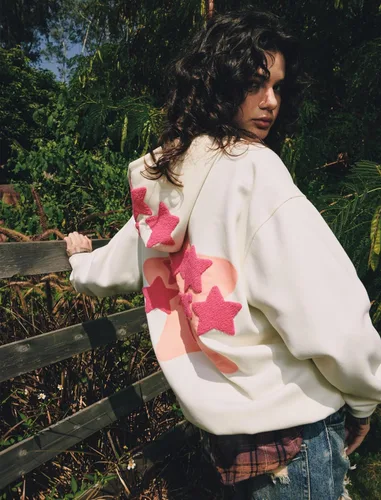 Miniatura 3 de Aelfric Eden - Sudaderas con capucha para mujer, con estampado de estrellas rosadas, unisex, de gran tamaño, manga larga, con bolsillo