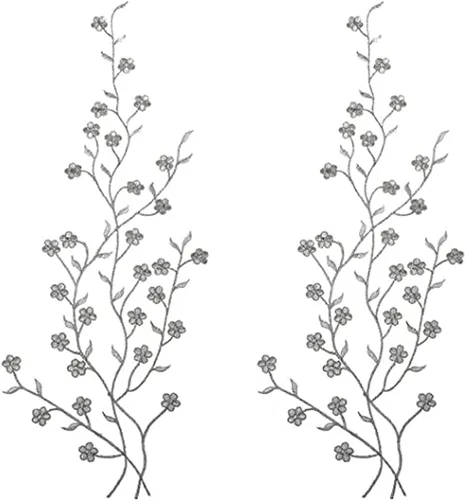 2 piezas bordadas de flores de ciruelo para coser/planchar en parches decorativos florales para coser cuello busto vestido bolsa, falda, mochilas,