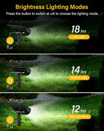 Miniatura 3 de Focos solares impermeables para exteriores, 3 modos de iluminación, focos solares, luz de atardecer a amanecer, para patio, camino, paisaje, Blanco