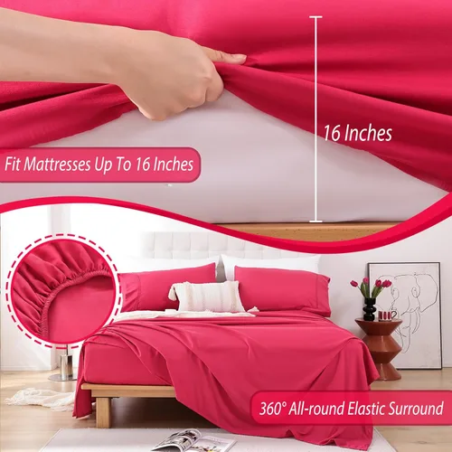 Miniatura 3 de Whitney Home Textile - Juego de sábanas tamaño King, sábanas de microfibra suaves para hotel, bolsillo extra profundo, juego de sábanas y fundas