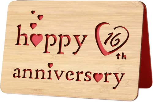 Miniatura 37 de Tarjeta de felicitación de madera para el primer aniversario, hecha a mano, 1 año, aniversario de boda, tarjeta de primer aniversario para ella, él