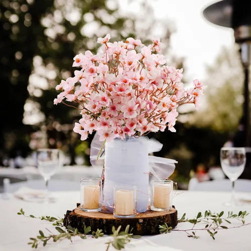 Miniatura 6 de Uieke 8 flores artificiales de cerezo, ramas de flor de cerezo de seda, arreglo de flores de ciruelo falsas para bricolaje, hogar, boda, árbol, 8