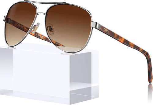 Miniatura 31 de CARFIA Gafas de sol polarizadas para mujer, protección UV, brazos de acetato, marco de metal, sombras para mujer, CA3216