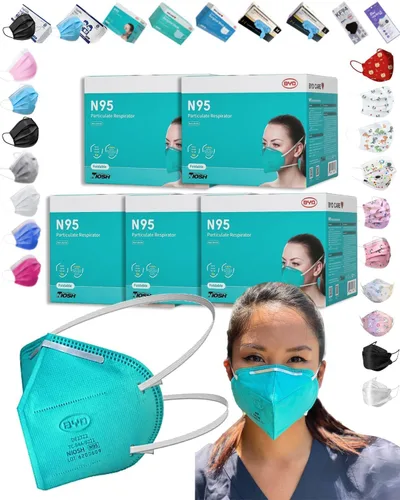Respirador de Partículas Verde BYD Modelo DE2322 (Número de Aprobación TC-84A-9315) Paquete de 100 (5 Cajas) Envuelto Individualmente, Mascarilla de