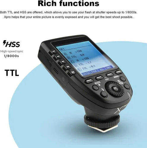 Miniatura 3 de Godox XPro-N i-TTL 2.4G Transmisor de disparador de flash inalámbrico de sincronización de alta velocidad compatible con cámaras Nikon, 1/8000s, 11