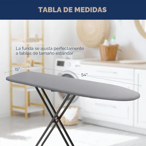 Miniatura 5 de Funda y almohadilla para tabla de planchar extra gruesa de alta resistencia acolchada de 4 capas, cubierta para tabla de planchar con revestimiento