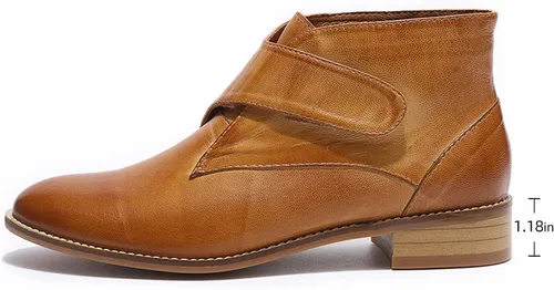 Miniatura 2 de Mona flying Botines de cuero cómodos para mujer, botas cortas de vestir de tacón bajo