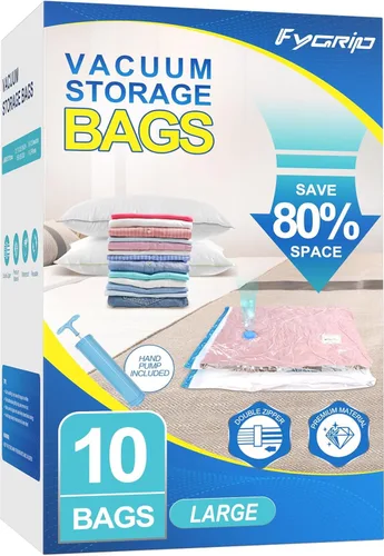 Miniatura 10 de Fygrip 20 bolsas de almacenamiento al vacío con bomba de mano, 4 Jumbo + 4 grandes + 4 medianas + 8 pequeñas bolsas de plástico de embalaje, bolsas