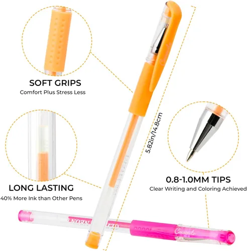 Miniatura 2 de Bolígrafos de gel para colorear para adultos, 88 colores, bolígrafos de gel con purpurina para artistas, 40% más de tinta con 88 recambios a juego