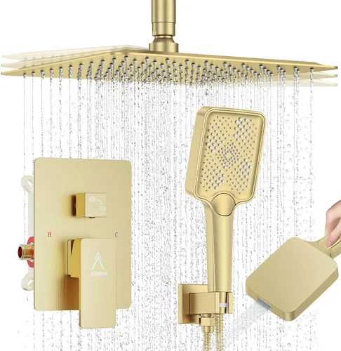 Miniatura 20 de Sistema de Ducha Moderno de Lluvia de Latón Juego de Grifería con Válvula y Desviador Mezclador de Ducha con Ducha de Mano de Alta Presión Regadera