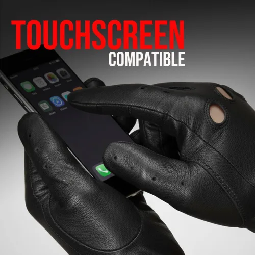 Miniatura 8 de Nuevos Guantes de Cuero de Policía Motociclista para Conducir Montar Carreras Cuero Natural Real Pantalla Táctil Ventilación Hombres Mujeres