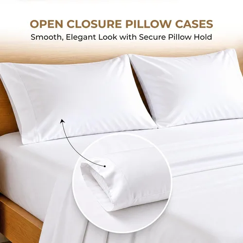 Miniatura 6 de SGI bedding Sábanas de Algodón Egipcio 100% Tamaño Full XL – Juego de Sábanas de 600 Hilos, Suaves, Frescas, Bolsillo Profundo de 16", Ropa de Cama