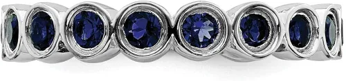 Miniatura 4 de Anillo de plata de ley 925 apilable creado zafiro azul septiembre piedra preciosa anillo eternidad