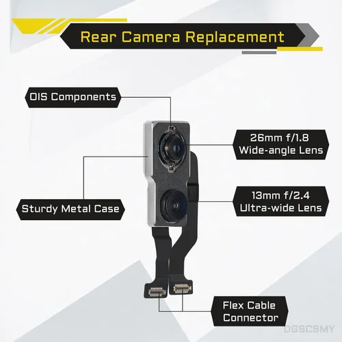 Miniatura 2 de Para iPhone 11 Reemplazo de cámara trasera OEM Modele 12MP Principal Lente Trasera Piezas con Lente Ultra Wide OIS HDR Fotos 4K Video Flex Cable Fix