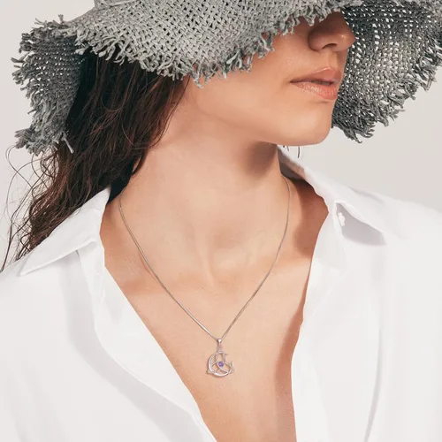 Miniatura 2 de YL Collar de nudo celta de plata de ley 925 con colgante de luna y piedras preciosas para mujer