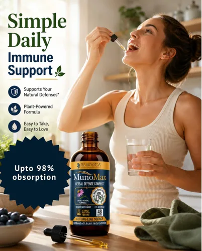 Miniatura 5 de Rejuvica Health MunoMax Gotas líquidas de apoyo inmunológico Equinácea, saúco, astrágalo, reishi y sello de oro Apoya la defensa inmune diaria