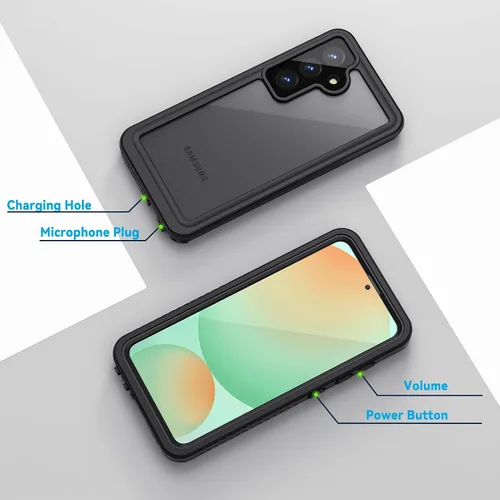 Miniatura 6 de Lanhiem Funda para Samsung Galaxy S24 FE, IP68 impermeable a prueba de polvo con protector de pantalla integrado, funda protectora de cuerpo Negro