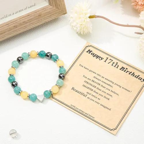 Miniatura 3 de Joyas y tarjetas de regalo de cumpleaños para mujeres y niñas, pulsera de piedra natural de 13, 14, 15, 16, 17, 18, 19, 20, 21, 30, 40, 50, 60, 70