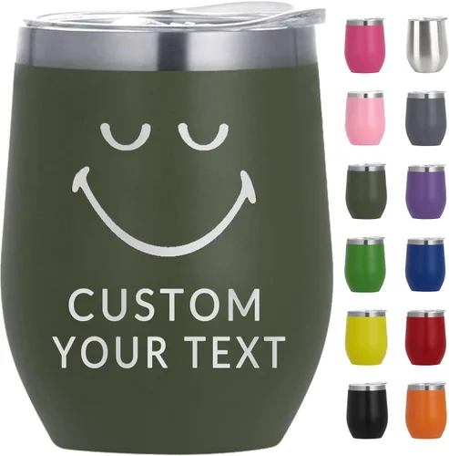 Miniatura 11 de Vaso de vino personalizado para mujer con tapa, grabado personalizado, aislados, de acero inoxidable, texto al vacío, regalos para café, vino, plata