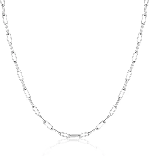 Miniatura 9 de MBW Collar de cadena de clip de plata para mujer, delicado collar de gargantilla de plata de ley para mujer, collar de eslabones simples, largos
