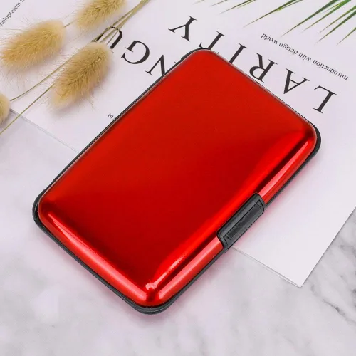 Miniatura 111 de ELFISH Mini cartera de aluminio RFID para tarjetas de crédito, funda de identificación de metal para hombres y mujeres, Happy Flower, Cartera Rfid