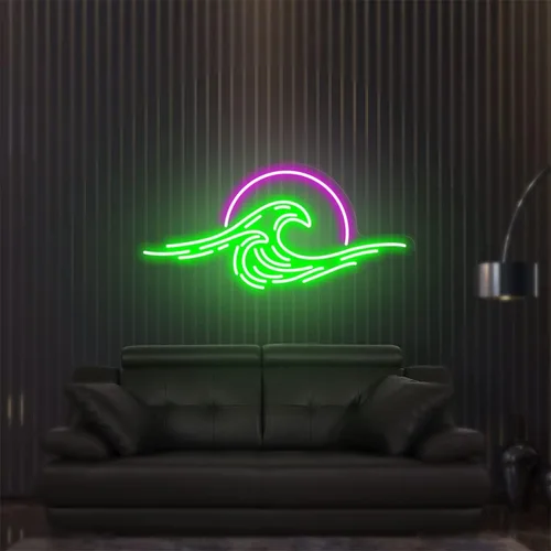 Miniatura 2 de Letrero de neón con diseño de amanecer y puesta de sol, con ondas de sol, para dormitorio, montañas, letrero de neón LED hecho a mano para Color 5