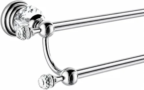 WINCASE Barra de toalla cromada, soporte doble ajustable, toalleros de baño de cristal plateado montados en la pared Toallero doble cromado
