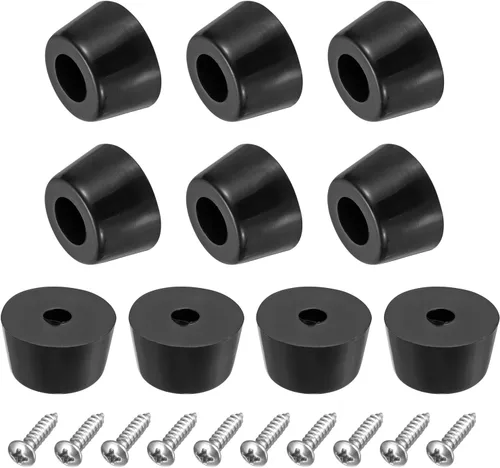 Miniatura 10 de uxcell 10 piezas topes de goma, almohadillas redondas de 0.28 pulgadas de alto x 0.51 pulgadas de ancho con arandela de acero inoxidable y tornillos