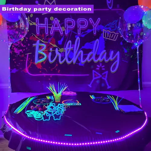 Miniatura 5 de Tiras de luz LED negras de 6.6 pies, 120 perlas de lámpara, kit de tira de luz negra LED con cable USB de 1.5 m, tira de luz Blacklight flexible