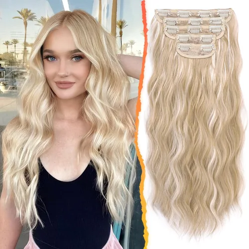 Miniatura 16 de BARSDAR Extensiones de cabello ondulado con clip, color marrón chocolate oscuro, extensiones de cabello con clip de 20 pulgadas para mujer, 5 piezas