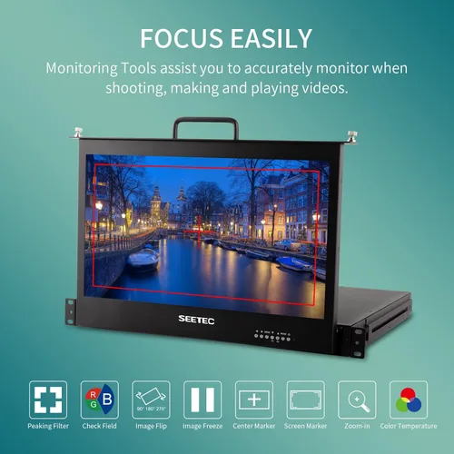 Miniatura 3 de SC173-HSD 1RU Extraer 17.3 Pulgadas Montaje en Rack Producción Broadcast Monitor con 3G SDI HDMI DVI YPbPr 1920x1080 Full HD