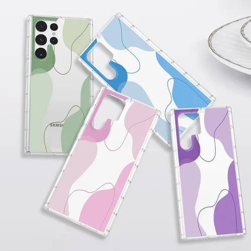 Miniatura 7 de DEFBSC Funda compatible con Samsung Galaxy S22 Ultra, diseño artístico de forma suave con funda protectora de parachoques incorporada, bonita funda
