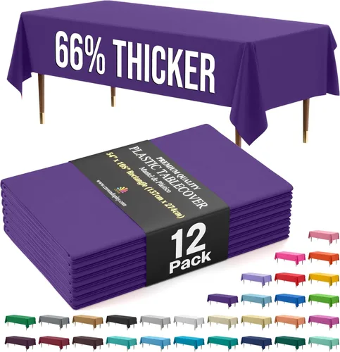 Miniatura 105 de Exquisite 66% Thicker Premium Plastic Table Cloth Rectangle Table Cover 0.5 Mil 6 Pack Aqua Table Cloth 54 Inch x 108 Inch Disposable Tablecloth
