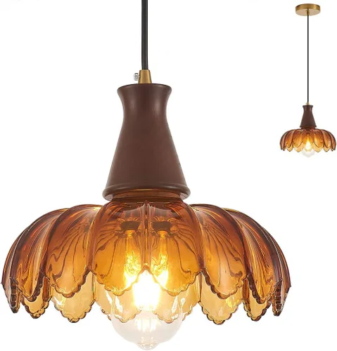 Miniatura 16 de YLONG-ZS Lámpara colgante de cristal vintage enchufable, moderna polea de latón dorado, luces colgantes de techo para isla de cocina, comedor, sala