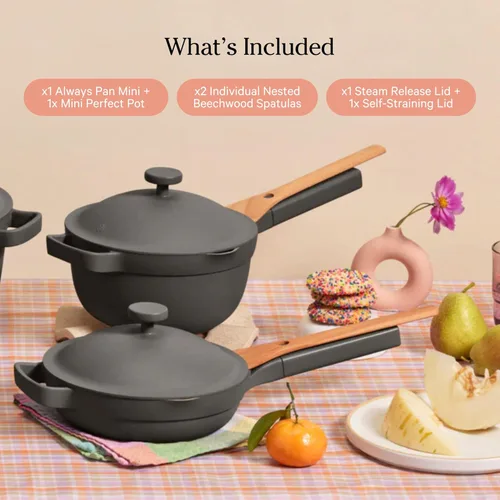 Miniatura 7 de Our Place Mini Cookware Duo Juego de utensilios de cocina de cerámica de 6 piezas con mini sartén Always y mini olla perfecta Inducción y horno