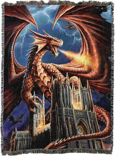 Miniatura 17 de Pure Country Weavers Anne Stokes - Manta de belleza de dragón de la colección Age of Dragons – Manta de fantasía para regalo tejida de algodón