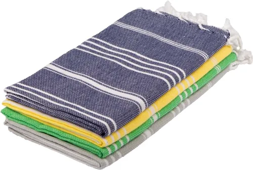Miniatura 9 de Juego de 4 toallas de baño para mano y gimnasio, decorativas de peshtemal turco, 100% algodón, tamaño grande 50 x 100 cm.